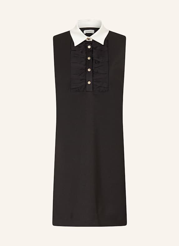 SANDRO Hemdblusenkleid mit Rüschen SCHWARZ / WEISS