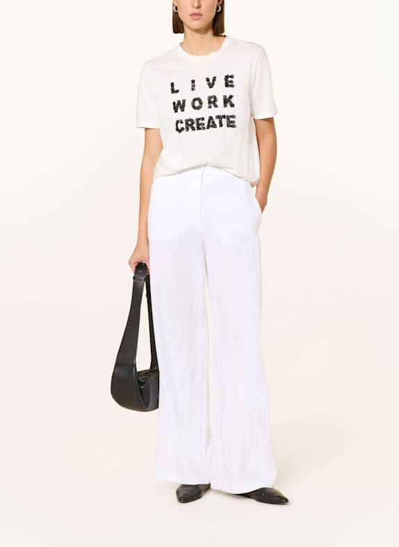 MARC AUREL T-shirt met sieradenparels WIT / ZWART