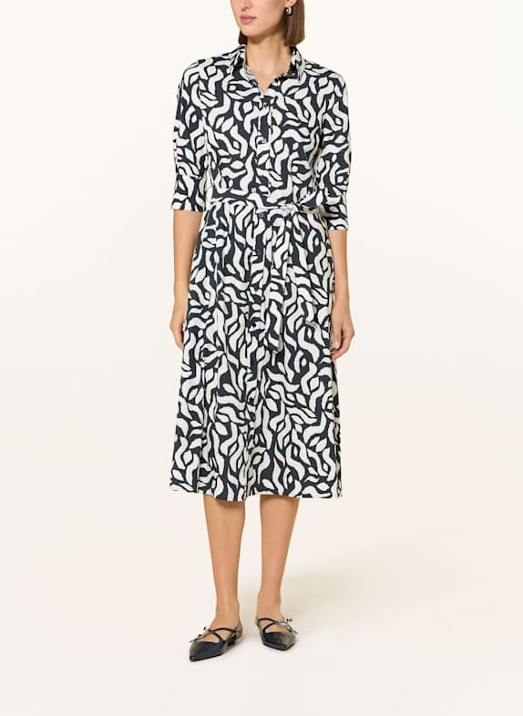 MARC AUREL Hemdblusenkleid mit 3/4-Arm WEISS / SCHWARZ