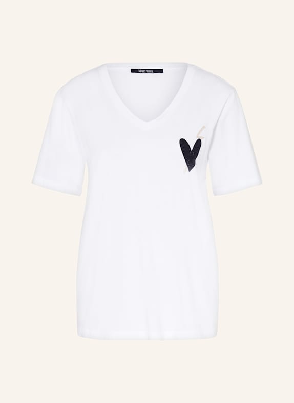 MARC AUREL T-Shirt mit Schmucksteinen WEISS / SCHWARZ / GOLD