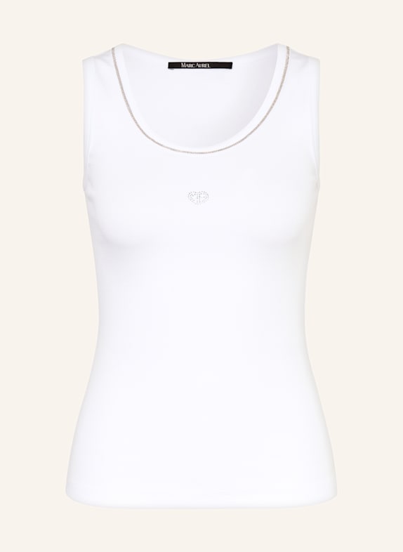 MARC AUREL Top mit Schmucksteinen WEISS