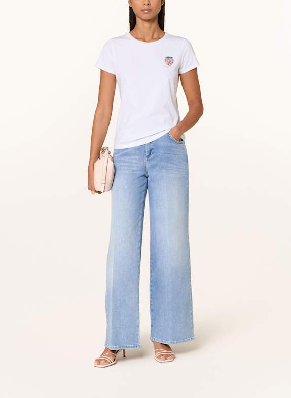 MARC AUREL T-shirt met sierstenen WIT