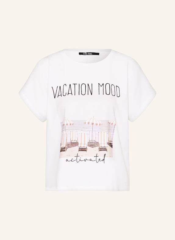 MARC AUREL T-Shirt mit Schmucksteinen WEISS/ SCHWARZ/ DUNKELBRAUN