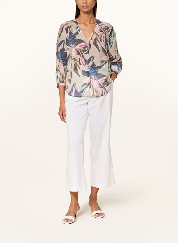 MARC AUREL Bluse med 3/4-ærmer OLIVEN / BLÅ / PINK
