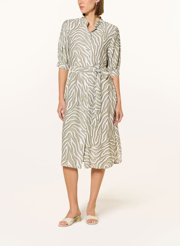MARC AUREL Hemdblusenkleid mit 3/4-Ärmeln OLIV / GRÜN / WEISS