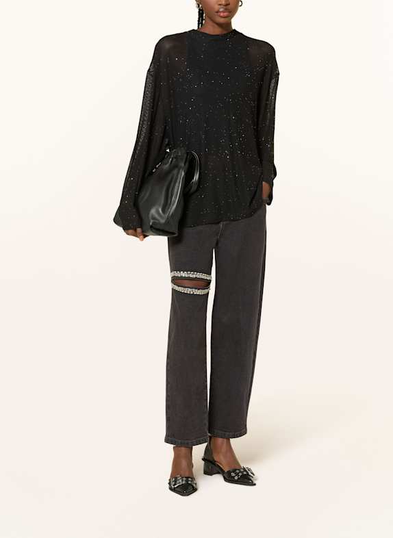 KARO KAUER Cropped long-sleeved shirt BLACK