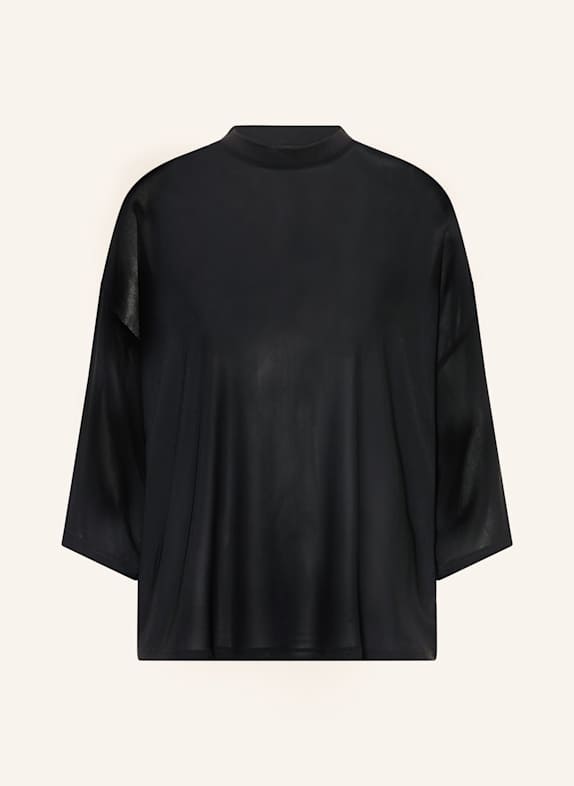 KARO KAUER Oversized-Shirt aus Mesh mit 3/4-Arm SCHWARZ