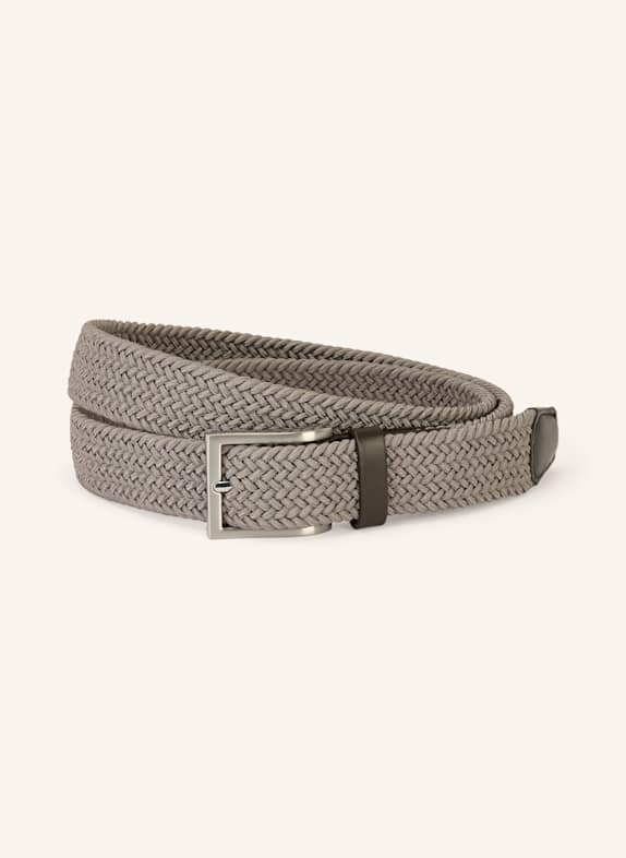 STROKESMAN'S braided belt SILVER/ TAUPE/ DARK BROWN