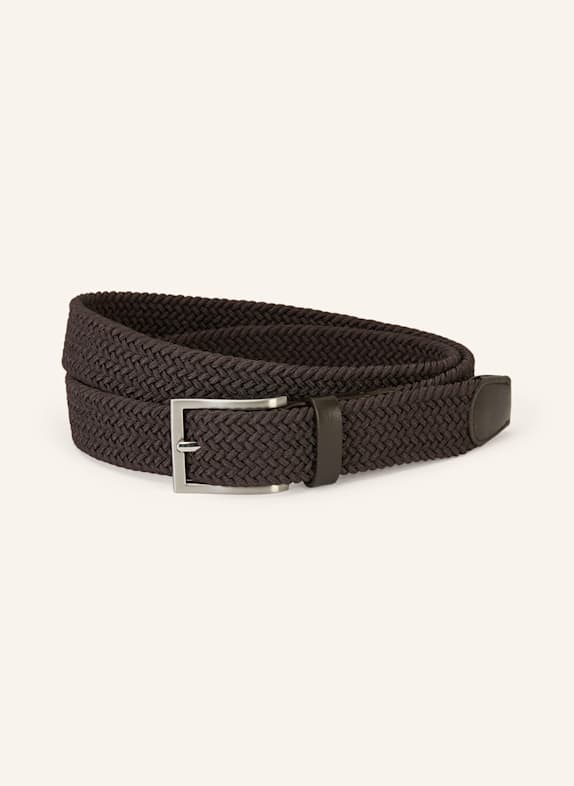 STROKESMAN'S braided belt DARK BROWN/ SILVER