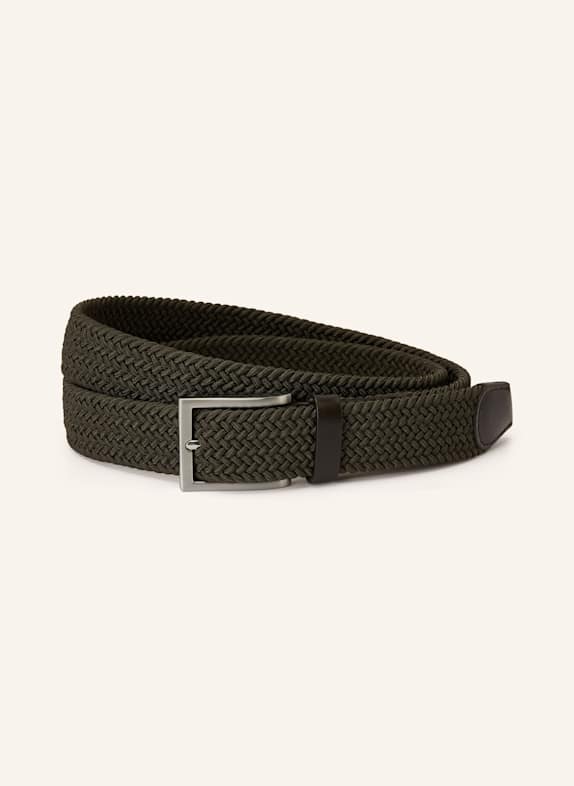 STROKESMAN'S braided belt DARK GREEN/ DARK BROWN/ SILVER