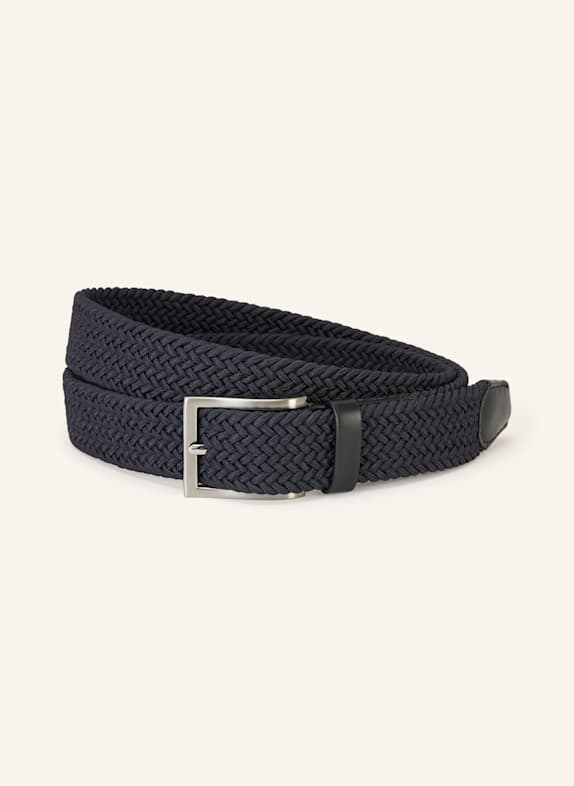 STROKESMAN'S braided belt BLACK/ DARK BLUE/ SILVER