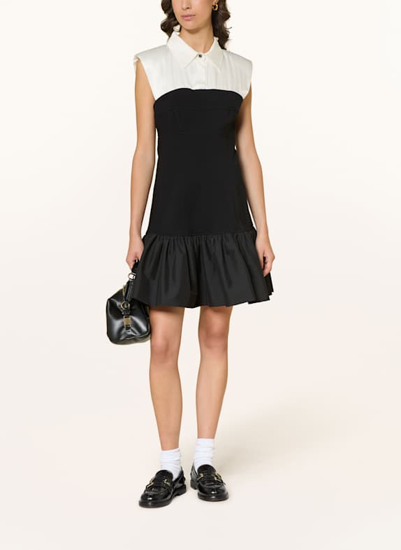 SANDRO Kleid im Materialmix ECRU / SCHWARZ