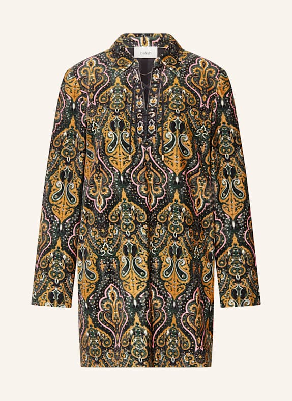 ba&sh Hemdblusenkleid SUGA aus Samt ORANGE / ROSA / SCHWARZ