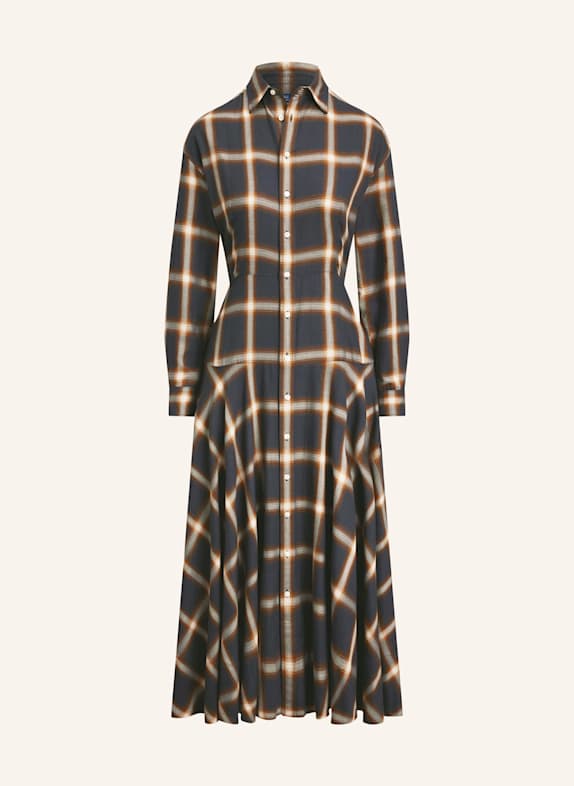 POLO RALPH LAUREN Hemdblusenkleid aus Jersey DUNKELBLAU / BRAUN