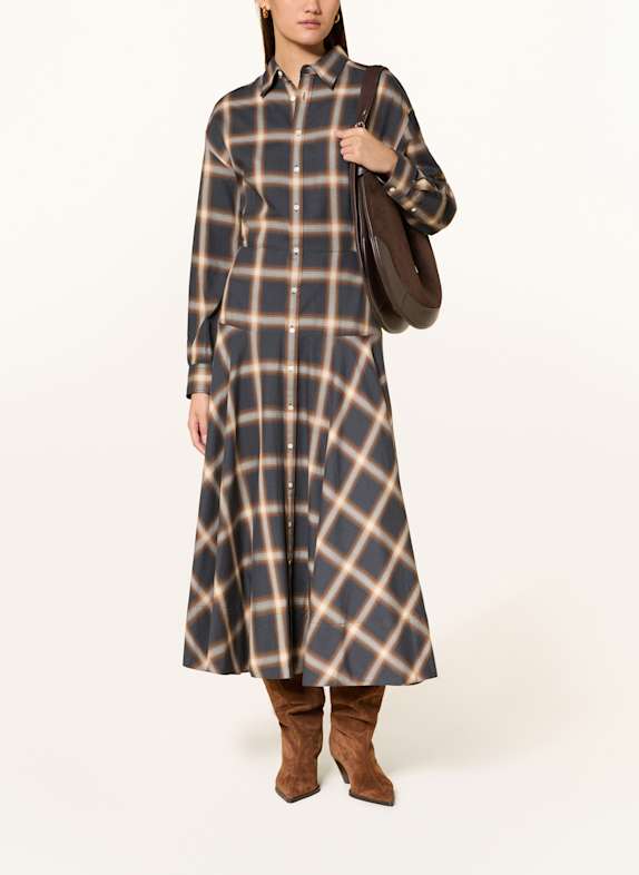 POLO RALPH LAUREN Hemdblusenkleid aus Jersey DUNKELBLAU / BRAUN