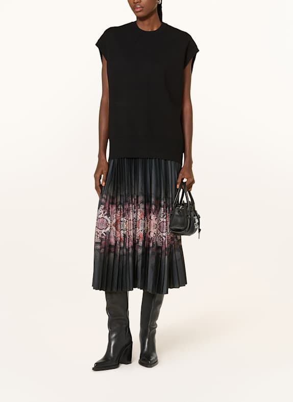 ALLSAINTS Set: Pullunder und Satinkleid HARLEY OPHIS SCHWARZ / DUNKELROT / DUNKELLILA