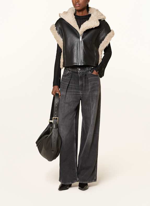 ALLSAINTS Kunstfell-Weste MARLIN SCHWARZ / BEIGE