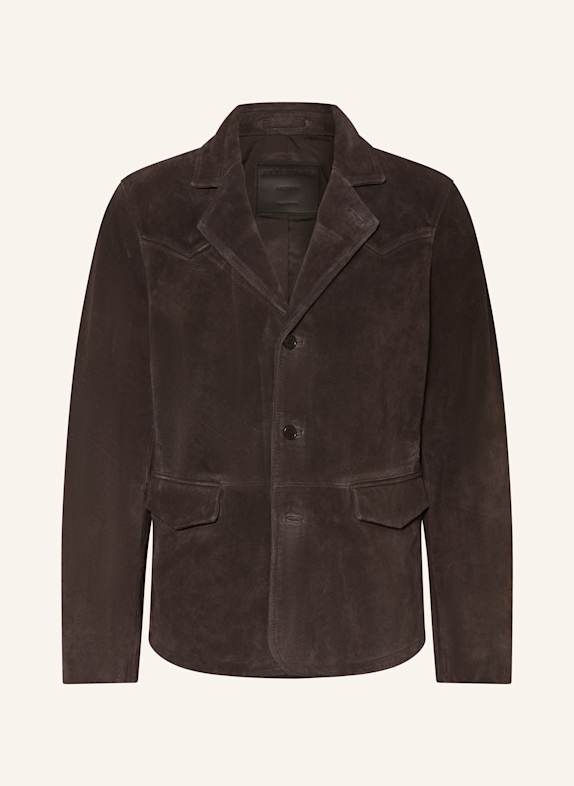 ALLSAINTS Ledersakko HORNETT Slim Fit DUNKELGRAU