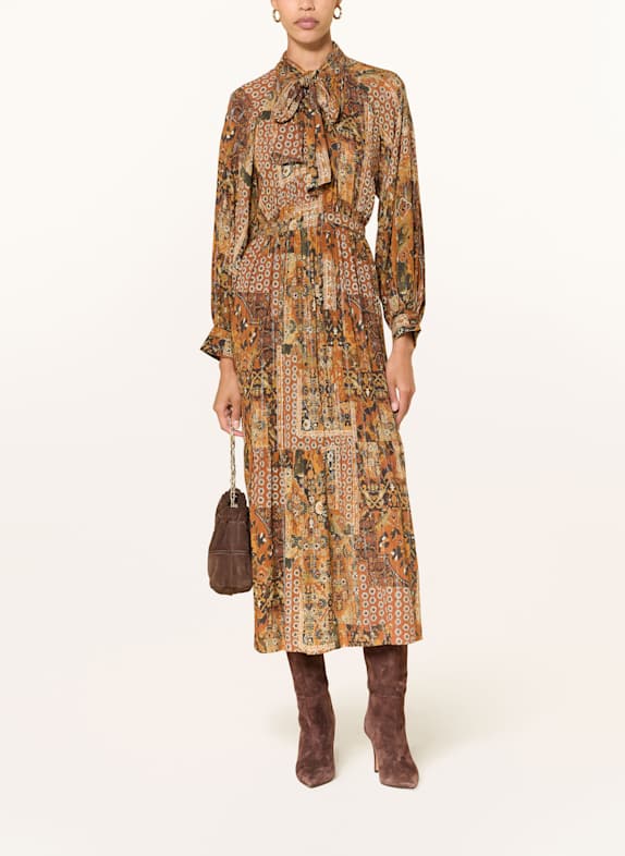 ba&sh Schluppenkleid PIERTA mit Glitzergarn DUNKELGELB / SCHWARZ / BRAUN