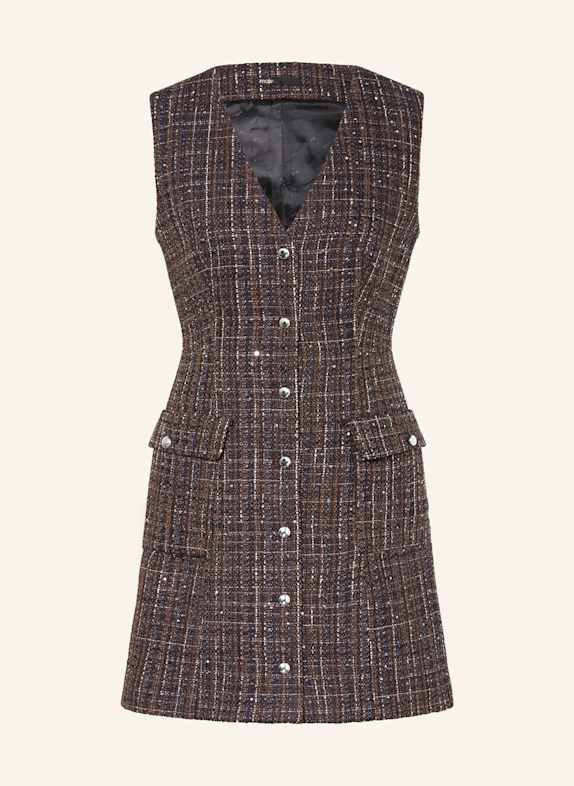 maje Etuikleid RIBOWNA aus Bouclé HELLGRAU / BLAU / SILBER