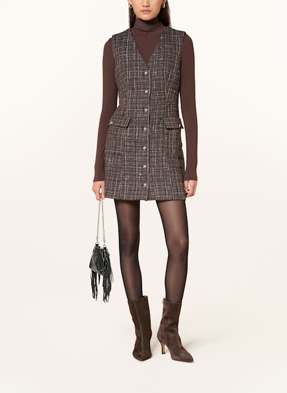 maje Etuikleid RIBOWNA aus Bouclé HELLGRAU / BLAU / SILBER