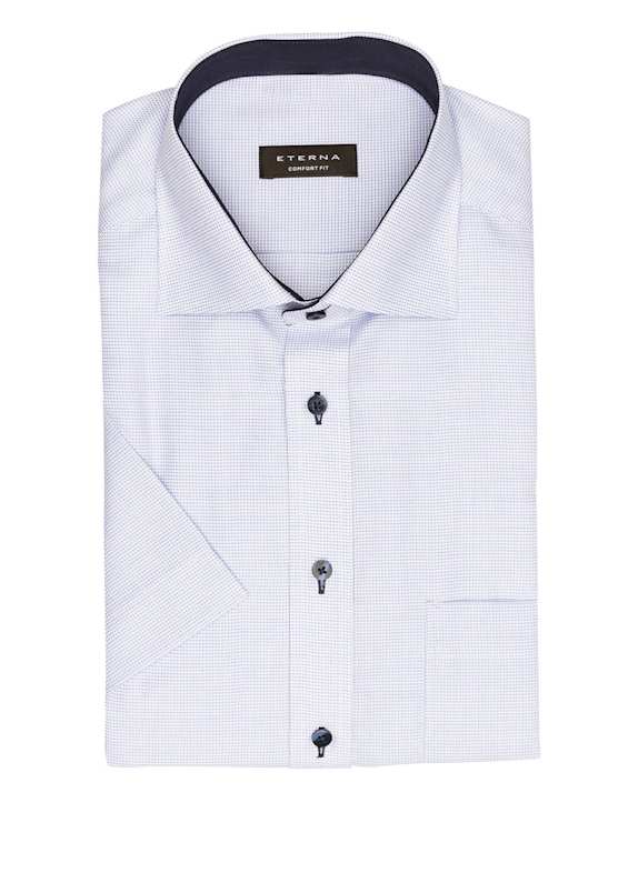 ETERNA Halbarm-Hemd Comfort Fit HELLBLAU / WEISS