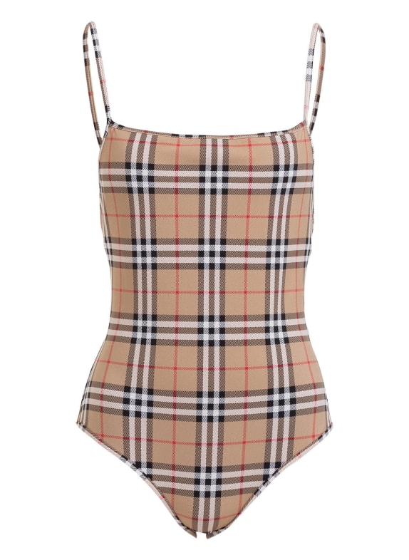 BURBERRY Badeanzug DELIA BEIGE / SCHWARZ / ROT