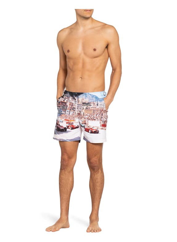ORLEBAR BROWN Zwemshort BULLDOG PHOTOGRAPHIC LICHTORANJE / CRÈME / ROOD