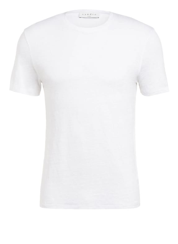 SANDRO T-Shirt aus Leinen WEISS