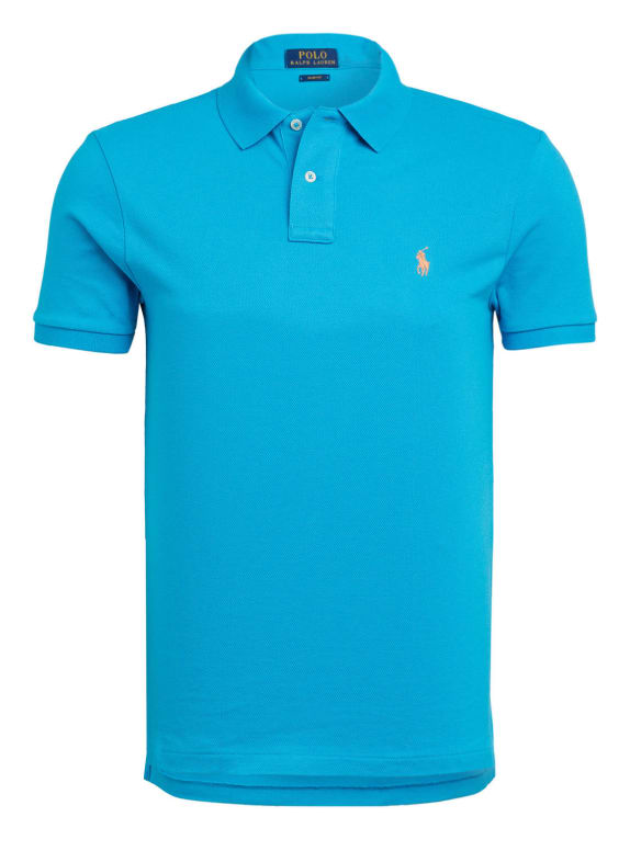 POLO RALPH LAUREN Koszulka polo z piki slim fit TURKUSOWY