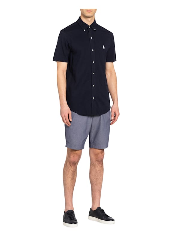 POLO RALPH LAUREN Korte mouwen overhemd Regular Fit van piqué DONKERBLAUW