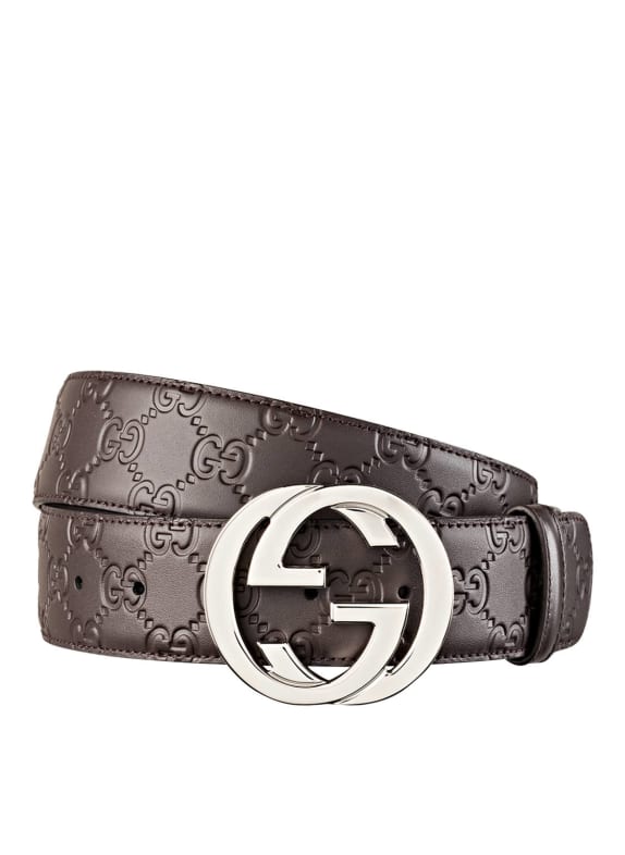 GUCCI Ledergürtel SIGNATURE  DUNKELBRAUN