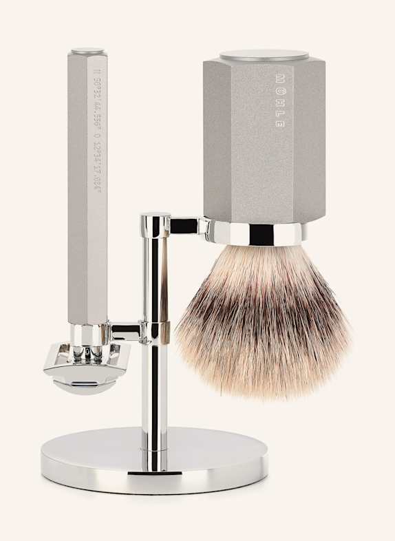 MÜHLE 3-tlg. Rasier-Set - HEXAGON SILBER