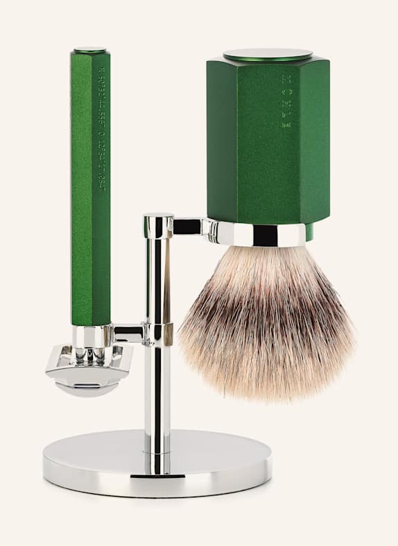 MÜHLE 3-tlg. Rasier-Set - HEXAGON designed by Mark Braun GRÜN