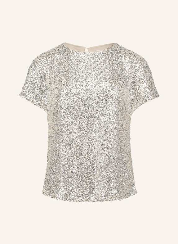 BETTY&CO Blusenshirt mit Pailletten CREME/ SILBER