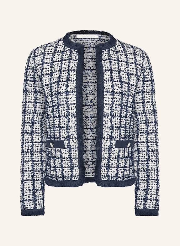 BETTY&CO Strick-Cardigan mit Fransen WEISS/ BLAU