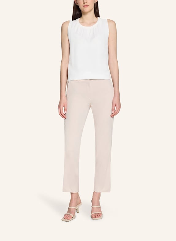 BETTY&CO Blusenshirt mit Webbesatz WEISS
