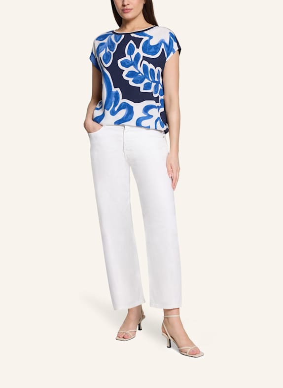 BETTY&CO Patchwork-Shirt mit Print WEISS / BLAU