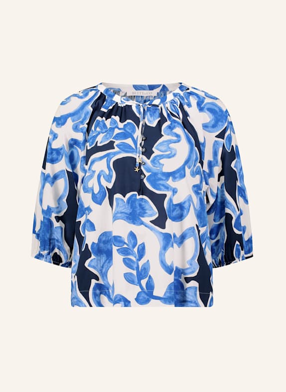 BETTY&CO Schlupfbluse mit Print WEISS/ DUNKELBLAU