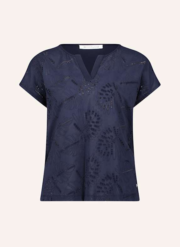 BETTY&CO T-Shirt im Materialmix mit Lochspitze DUNKELBLAU