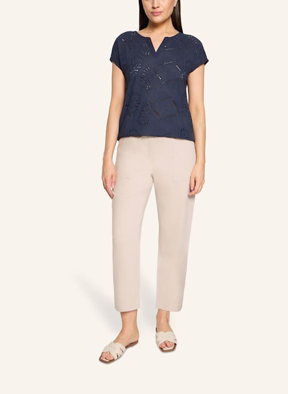 BETTY&CO T-Shirt im Materialmix mit Lochspitze DUNKELBLAU