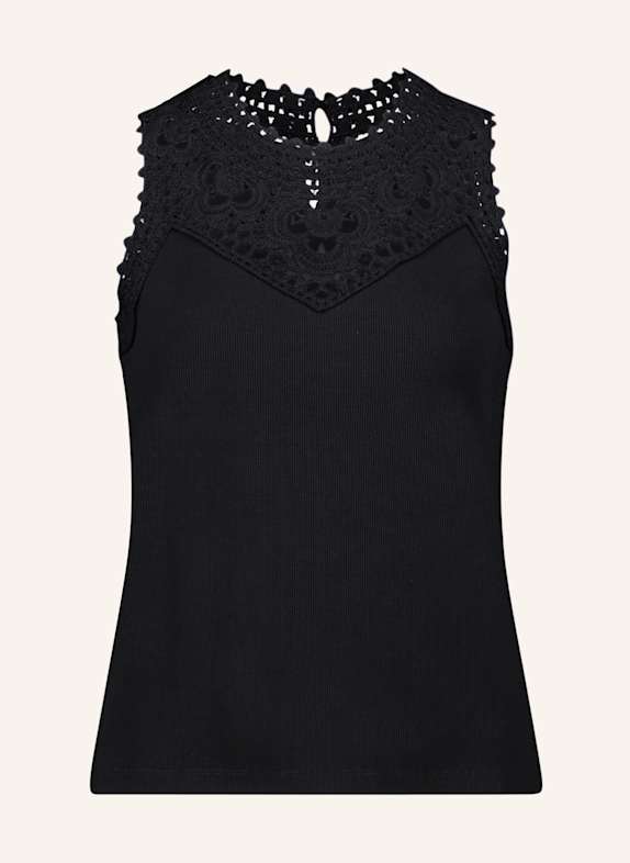 BETTY&CO Patchwork-Shirt ohne Arm SCHWARZ