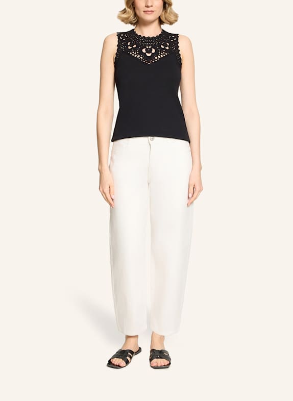 BETTY&CO Patchwork-Shirt ohne Arm SCHWARZ