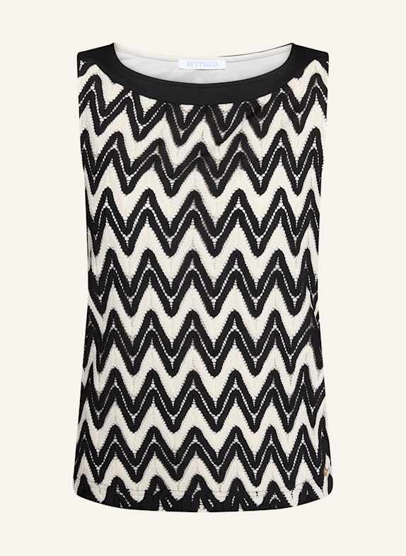 BETTY&CO Strukturshirt ohne Arm SCHWARZ/ WEISS