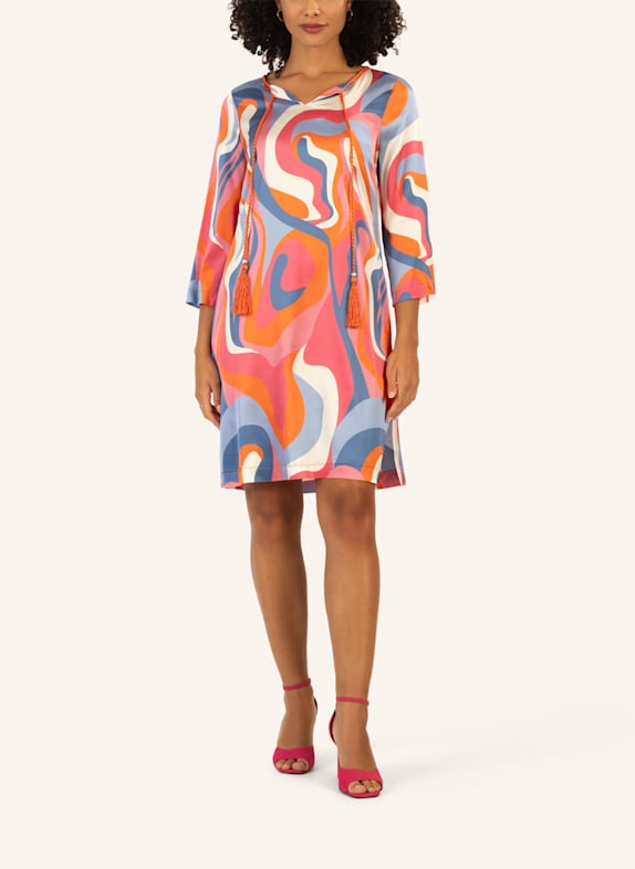 mint & mia Bedrucktes Viskose satin Tunika Kleid GELB/ GRÜN/ WEISS/ ROT/ SCHWARZ