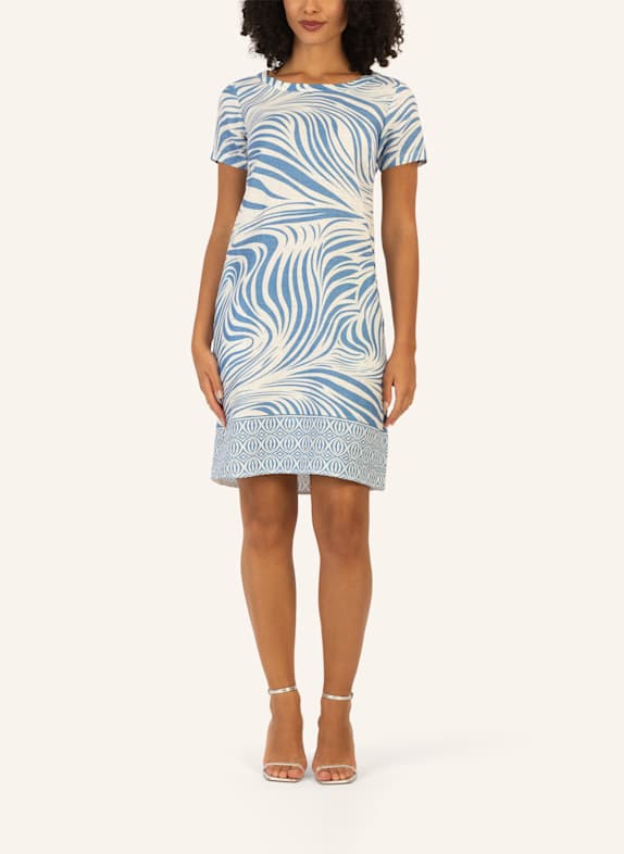 mint & mia Kurzes bedrucktes Kleid CREME/ HELLBLAU