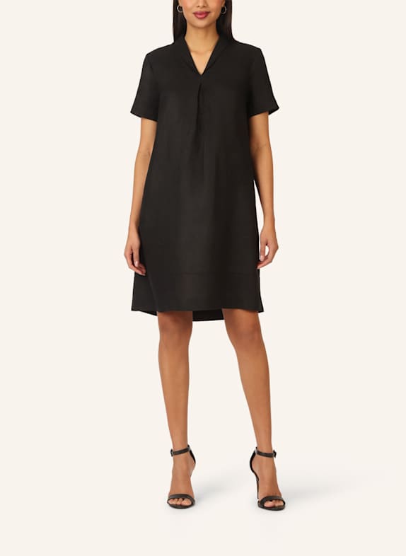 mint & mia Kurzes Leinen Kleid SCHWARZ