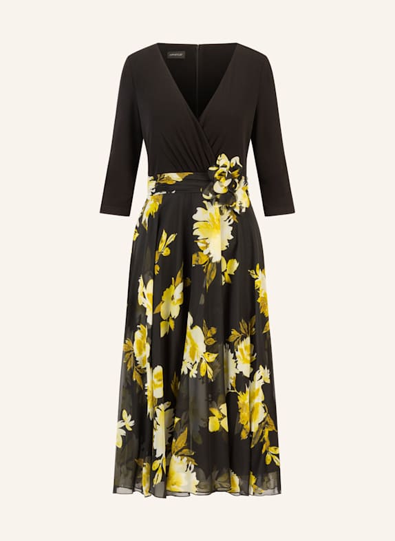 APART Chiffonkleid SCHWARZ/ SILBER