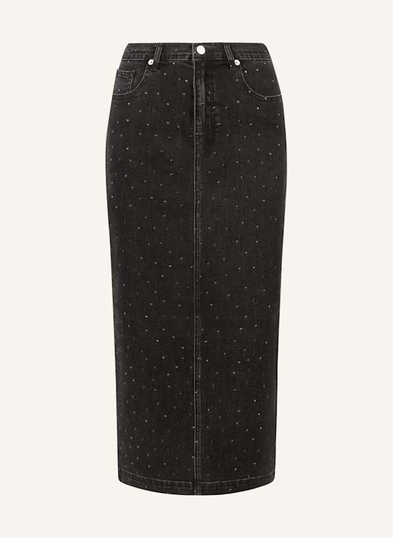 APART Jeansrock mit Kristallsteinen SCHWARZ