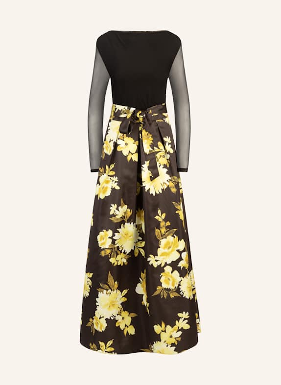 APART Satin-Meshkleid SCHWARZ/ SILBER